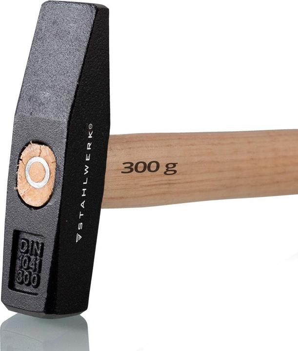Actual product image Stahlwerk Hammer locksmith hammer 300g robust steel head, hickory wood handle (300 g)