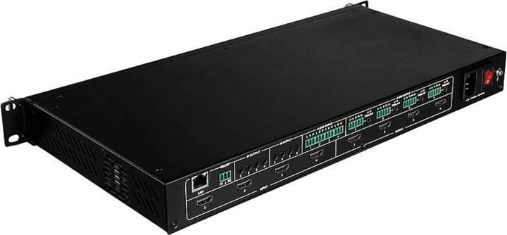 Actual product image Lindy 4x4 HDMI 4K60 Matrix with Video Wall Scaling Uninterrupted switching between 4 Displays & 4