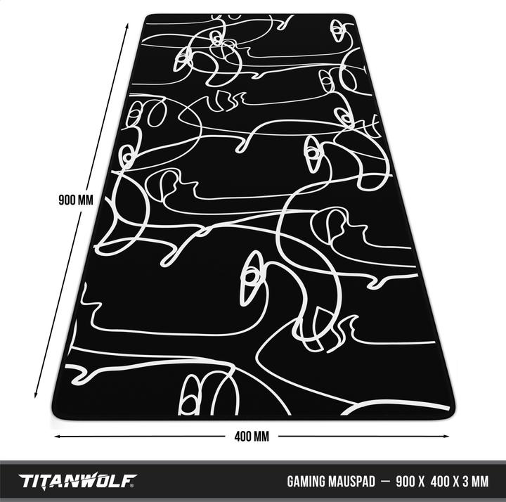 Actual product image Titanwolf Gaming Mouse Pad, 900 x 400mm XXL Speed Gaming Mouse Mat, Mousepad Extra Large Surface, Art Faces (XXL)