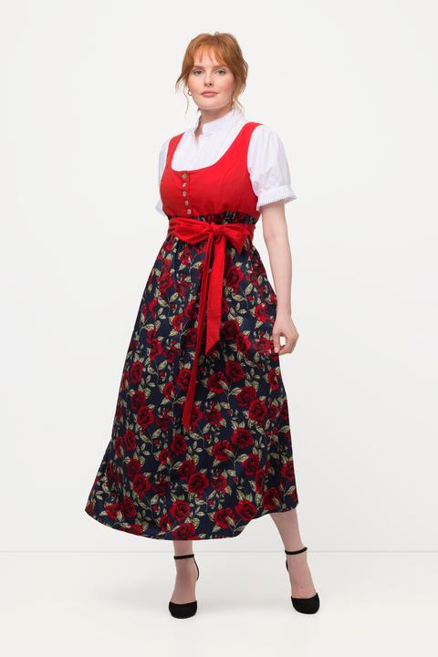 Produktbild Ulla Popken Dirndl, Blüten, Bindeband, Carree-Ausschnitt, ärmellos (50)