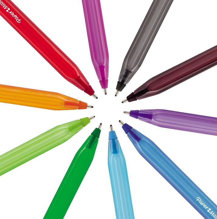 Produktbild Paper Mate Kugelschreiber InkJoy 100 Kapp27St Farb sort. 1,0 (Blau, Grün, Limette, Magenta, Orange, Rot, Schwarz, Türkis, Violett, 27x)