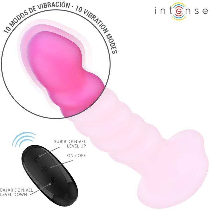 Actual product image Intense Cindy Vibrator Size L Spiral Design 10 Vibrations Pink Remote Control