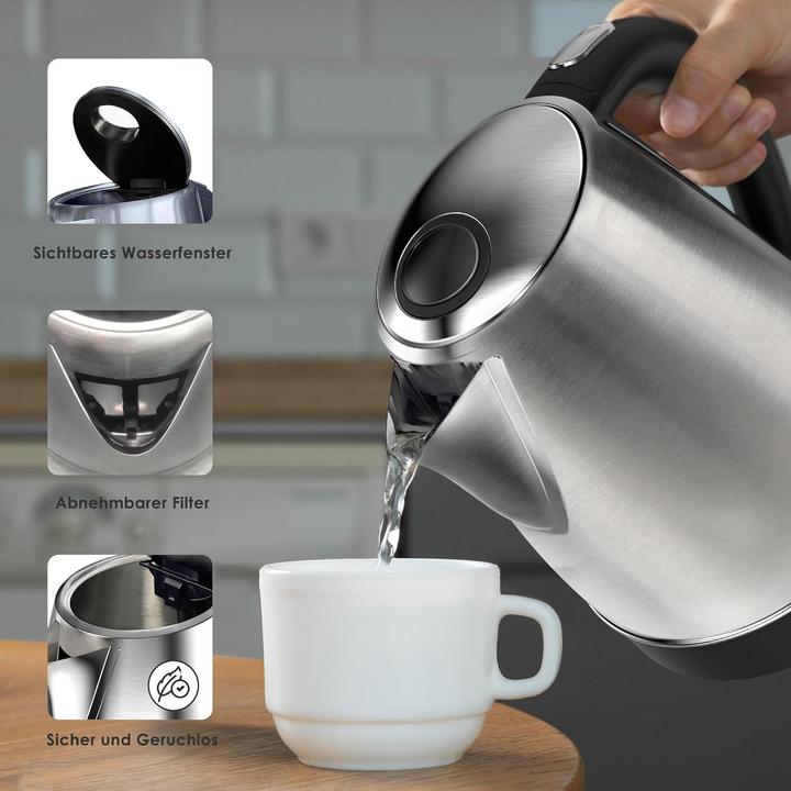 Produktbild KitchenBoss Elektrischer Wasserkocher 1,7L mit Kalkfilter (1.70 l)