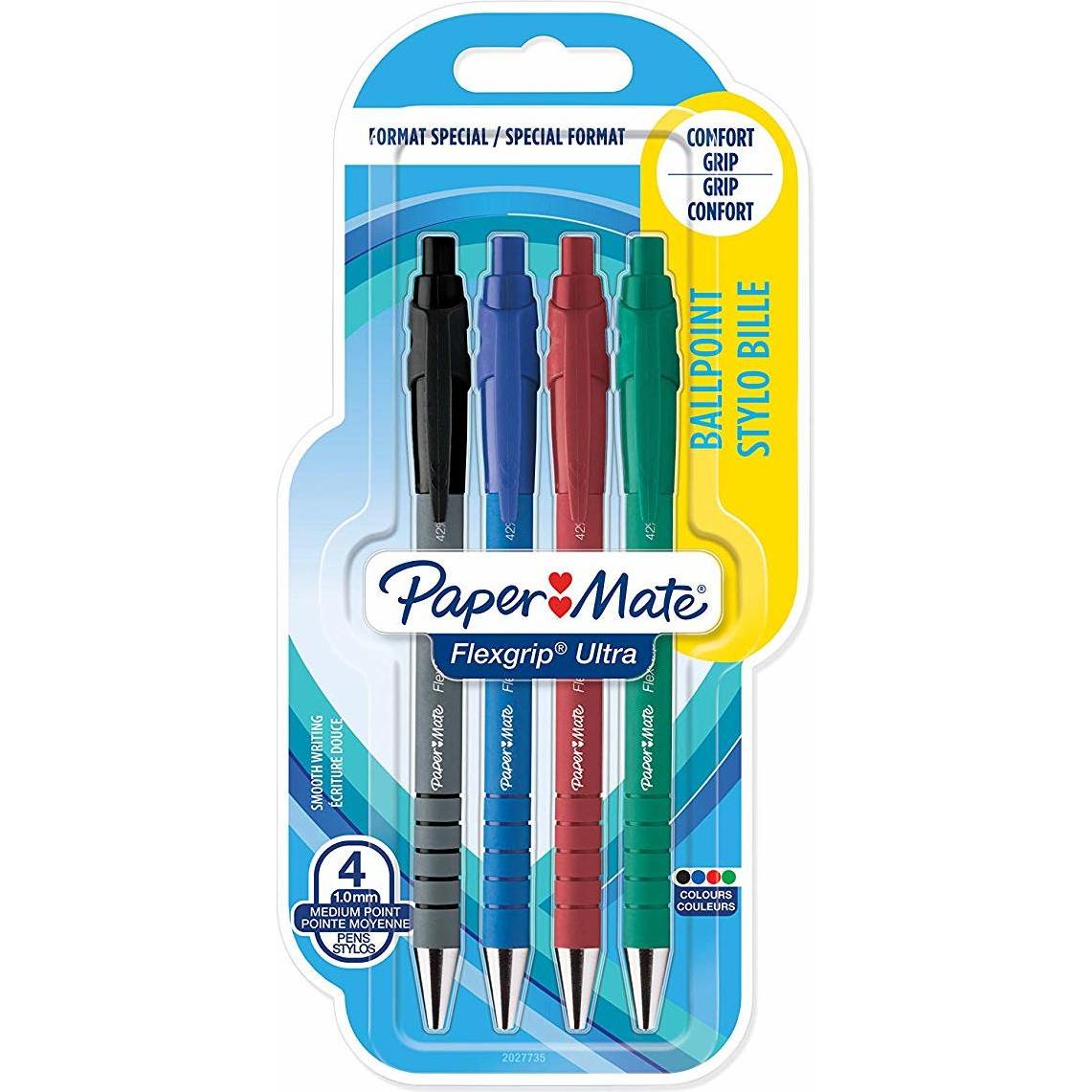 Paper Mate, Schreibstifte, Kugelschreiber Flexgrip Ultra RT M 3+1 S/B/R (Grün, Rot, Schwarz, Blau, 4 x)