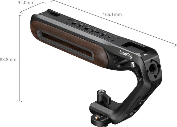 Image du produit SmallRig Wooden Top Handle mit NATO Clamp, Detailfarbe: Schwarz (Poignée)