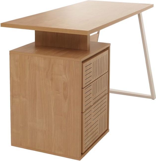 Produktbild Mendler Schreibtisch HWC-O32, Melamin Holz, 77x118x58cm – ulme natur