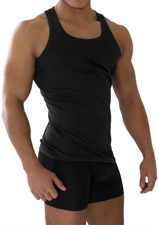 Produktbild Normani 4 Stück Herren-Unterhemd Feinripp Schwarz (4XL)