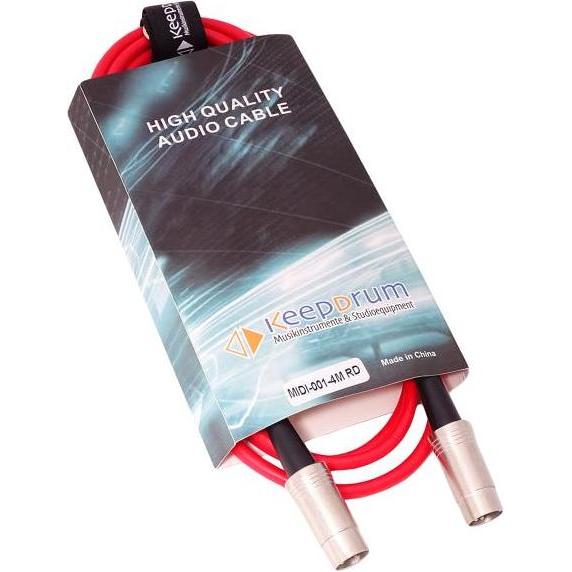 keepdrum, Kabelbinder, MIDI-001 Midi-Kabel 4m Rot (4000 mm, 1 Stk.)