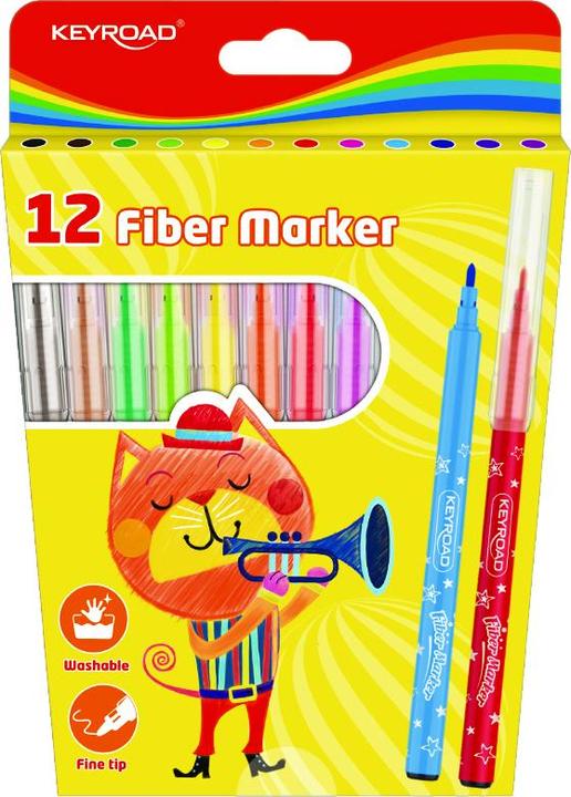 Actual product image Keyroad fibre-tip markers, 12 pieces, on a hanger, mixed colours (1 x)
