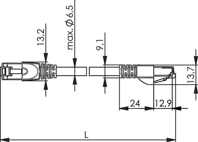 Produktbild Telegärtner Patchkabel S/FTP Cat.6A MP8 FS500 PE schwarz 1,0m (S/FTP, CAT6a, 1 m)