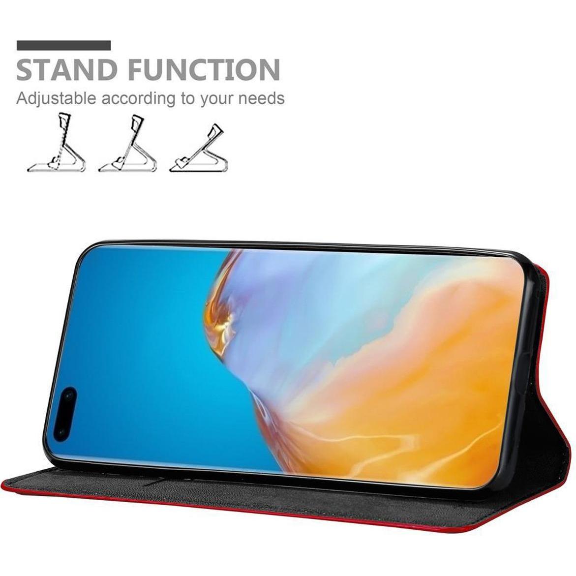 Thumbnail - Cadorabo Book Invisible Magnet Cover (Huawei P40 Pro+), Smartphone Hülle, Rot