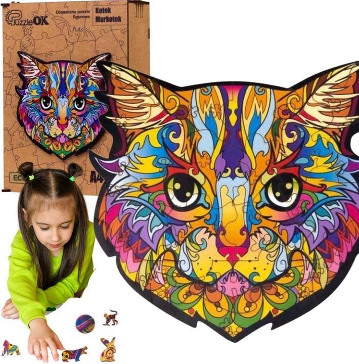 PuzzleOk Medinė siaurapjūklis EKO 22 Murkotek Cat A4 PuzA4-01725