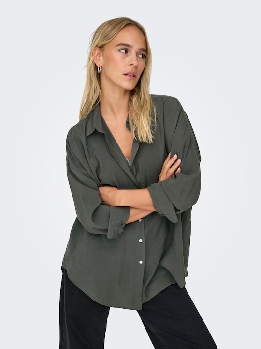 Immagine prodotto Only Vestibilità ampia Collo a camicia Polsini delle maniche con bottone Spalla bassa incastonata (L)