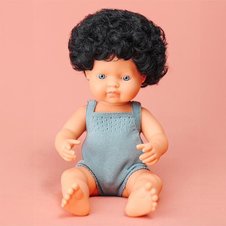 Produktbild Miniland Puppe Schwarze Locken Mädchen 38cm Body Führen Colourful