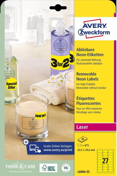 Image du produit Avery Étiquettes en néon