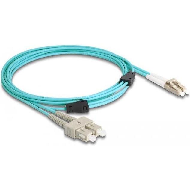 Thumbnail - Delock LWL Kabel mit Metallarmierung LC Duplex zu SC Duplex Multimode OM3 3 m (CAT8.1, 3 m), Netzwerkkabel