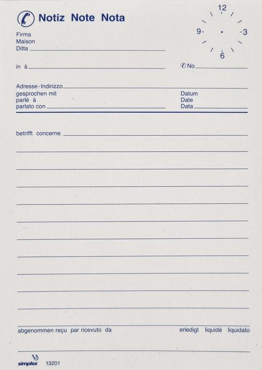 Produktbild Simplex Telefonblock (70x)