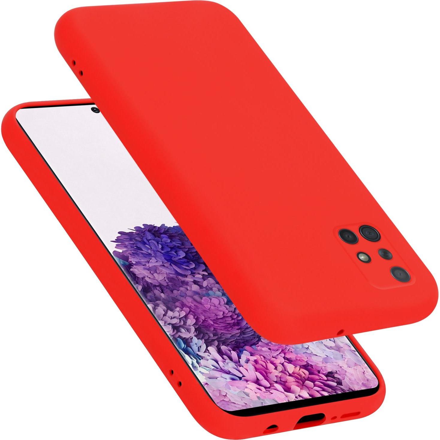 Cadorabo TPU Liquid Silicone Case Cover (Samsung Galaxy A71), Smartphone Hülle, Rot