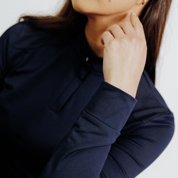 Produktbild Fouganza Reit-Poloshirt 500 langarm Damen blau (38)