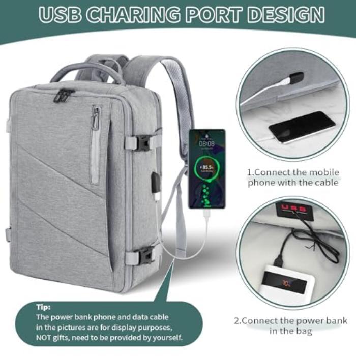 Produktbild Only-Bags.Store Handgepäck Rucksack Laptop wasserdicht, Reise-Rucksack Handgepäck Flugzeug gross, mit USB-Anschluss