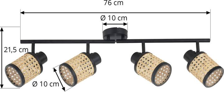 Produktbild Lindby Yaelle Spot Metall Rattan vierflammig (E27)