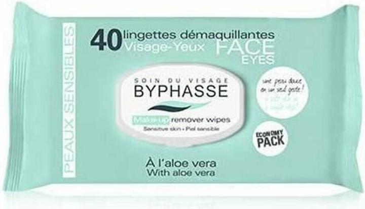 Image du produit Byphasse Lingettes démaquillantes visage et yeux à l'aloe vera pour peaux sensibles 40 pcs. (Lingettes nettoyantes pour le visage)