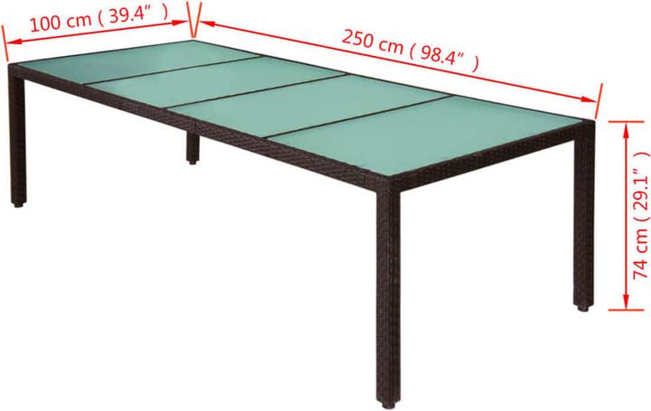 Produktbild vidaXL Gartenmöbel-Set (250 x 100 x 74 cm)