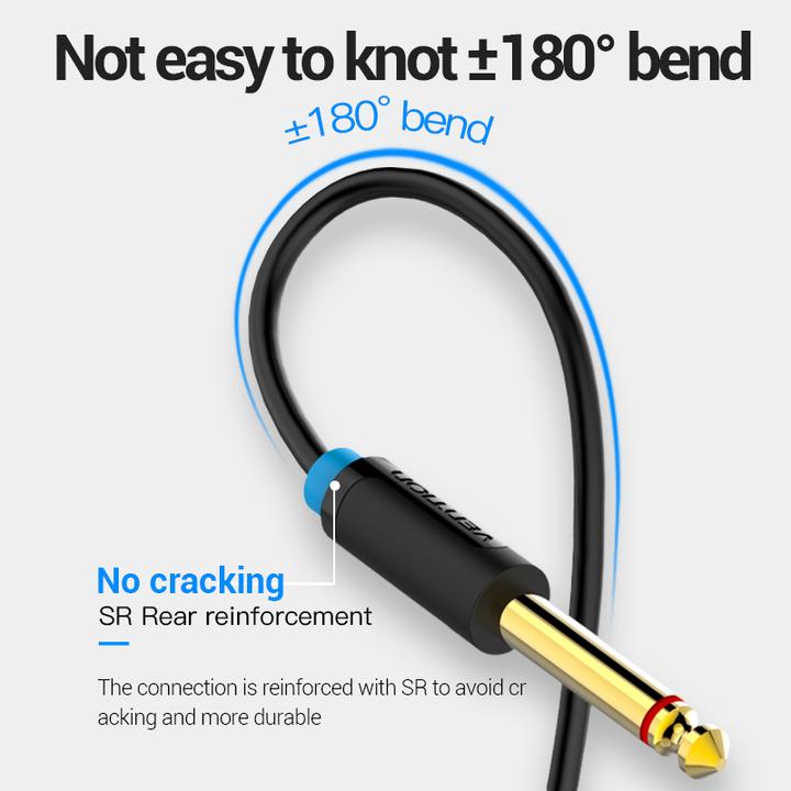 Produktbild Vention BACBJ Male TRS 3.5mm to 2x Male 6.35mm Audio Cable 5m Black (5 m)