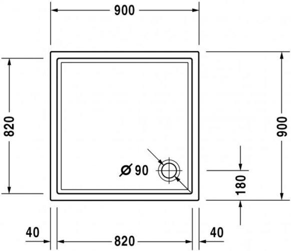 Produktbild Duravit Duschwanne Starck Slimline 900 x 900 x 45 mm wei glatt 720115000000000