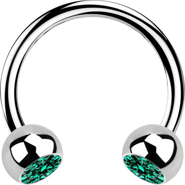 Actual product image Star Piercing Micro Circular Barbell silver with two turquoise crystal balls (Surgical steel 316L, without brass)