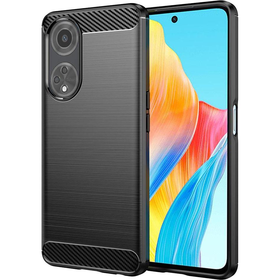 Techsuit - Carbon Silicone - Oppo A98 5G - Black (Oppo A98), Cover smartphone, Nero