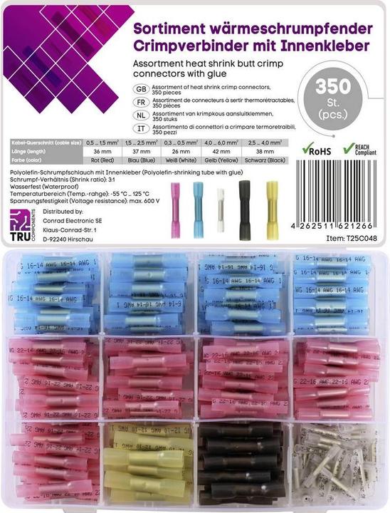Tru Components T25C048 Stossverbinder mit Schrumpfschlauch 0.3 mm² 6.0 mm² Vollis