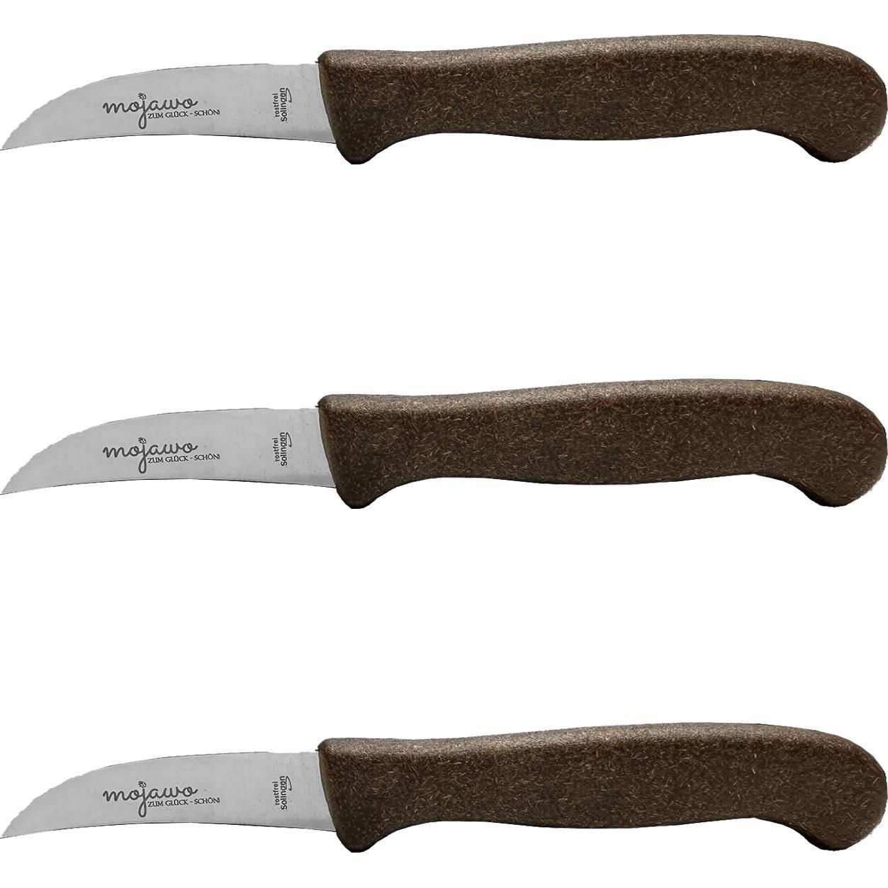 Mojawo 3 Stück BIO Küchenmesser Schälmesser Kokos Allzweckmesser Qualität Solingen, Küchenmesser, Braun