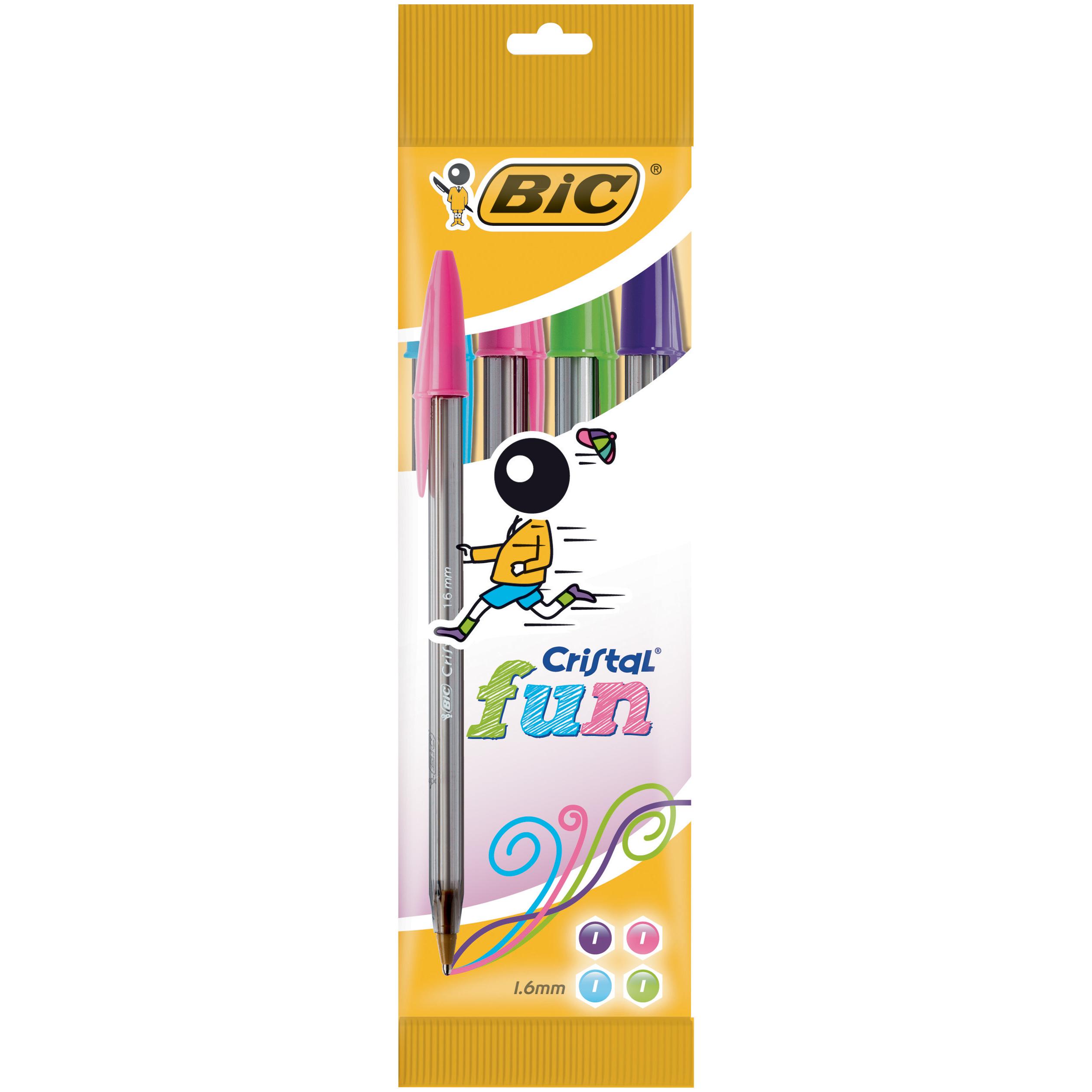 Thumbnail - Bic, Schreibstifte, Kugelschreiber Cristal Fun, 4er Beutel (Farbig sortiert, 4 x)