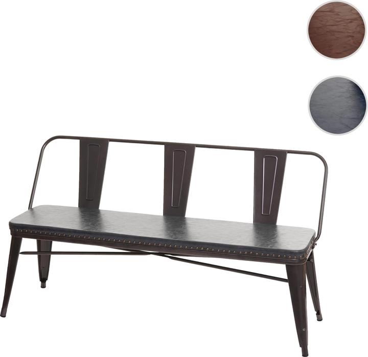 Produktbild Swisshandel24 3er Sitzbank, Garderobenbank Esszimmerbank, Kunstleder Chesterfield Industrial Gastronomie schwarz-g (153 cm)