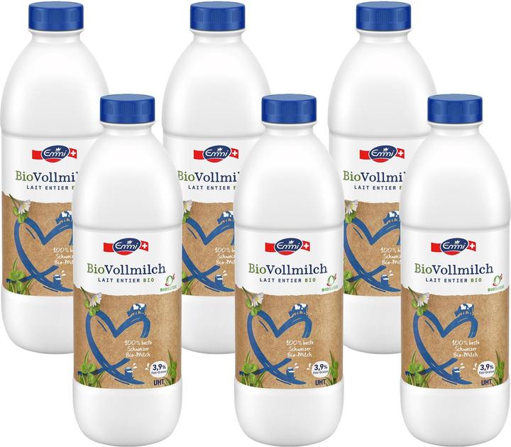 Actual product image Emmi Organic whole milk 3.9%, UHT 023991 1 litre, 6 pcs.