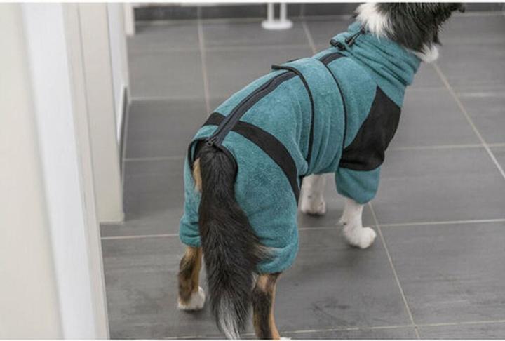 Actual product image Trixie Badjas / Huisoverall Badstof Petrol - 46 Cm (M, Dog bathrobe, Dog overalls)
