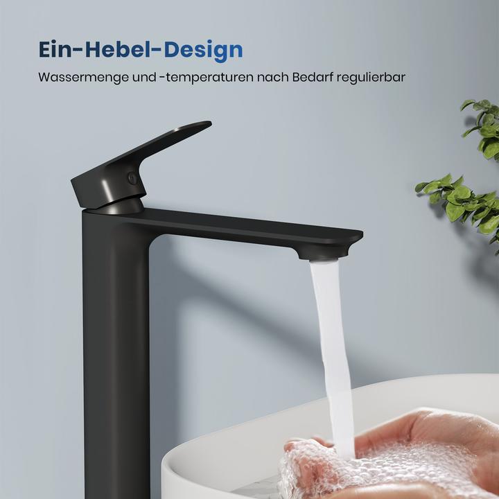 Image du produit Emke Robinet Noir Mat, 335x233x46 mm, laiton, cartouche céramique, mitigeur avec aérateur