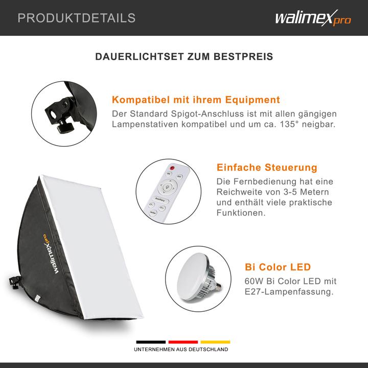 Image du produit Walimex pro 60W Softbox Bi Color Kit 2 (Boîte à lumière)