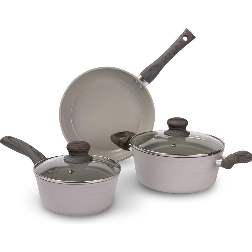 Lamart Stripe LT1284 – 5-Piece Cookware Set, Grey, Padella + Pentola, Grigio
