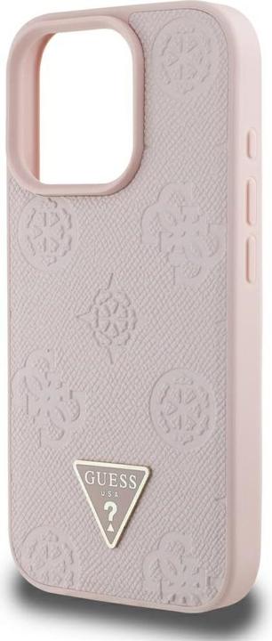 Produktbild Guess Case Grained Hot Stamp Peony Triangle Logo MagSafe for iPhone 16 Pro Max pink (Apple iPhone 16 Pro Max)