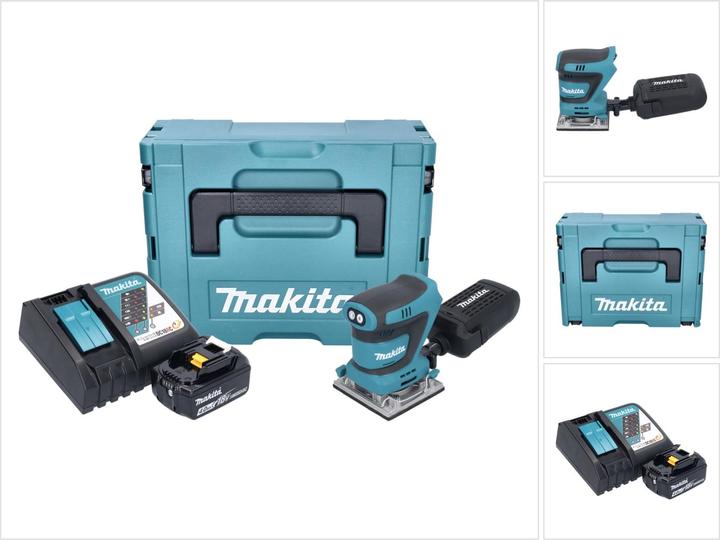 Produktbild Makita DBO 484 RM1J Akku Schwingschleifer 18 V 112 x 102 mm + 1x Akku 4,0 Ah + Ladegerät + Makpac (Schwingschleifer, 210 W)
