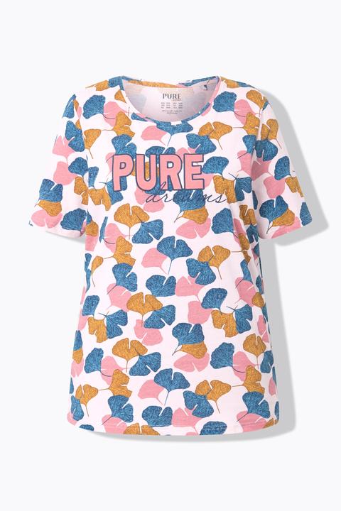 Produktbild Ulla Popken Pyjamashirt, Gingko, Rundhals, Halbarm (60)