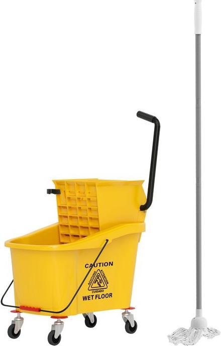 Immagine prodotto Swisshandel24 Putzwagen Reinigungswagen 36 Liter Eimer mit Presse, Mopp und Griff Gelb (1 pz.)