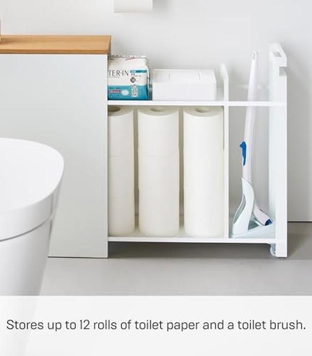 Actual product image Yamazaki Pull-out shelf with wooden shelf TOWER (14 x 56 x 55 cm)