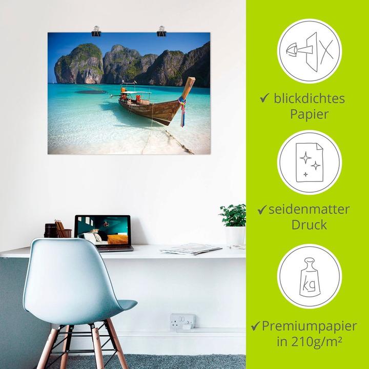 Actual product image Artland Poster Maya Bay, Koh Phi Phi Leh, Thailand T5VI 60x45 cm (40 x 30 cm)