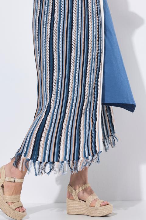 Produktbild Ulla Popken Long-Strickjacke, Ajourstreifen, Fransen, 3/4-Arm (50)