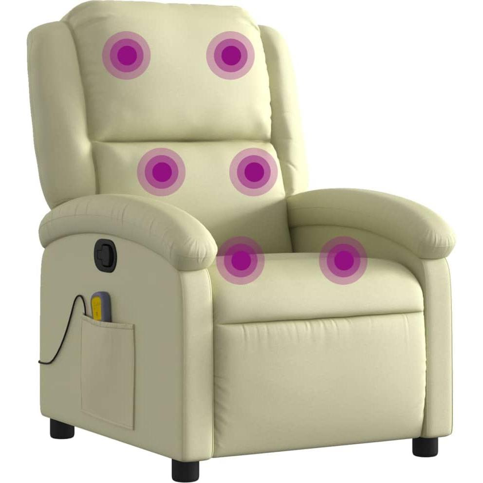 Thumbnail - VidaXL, Massageliege + Massagesessel, Massagesessel Creme Echtleder,Farbe: Creme,Material