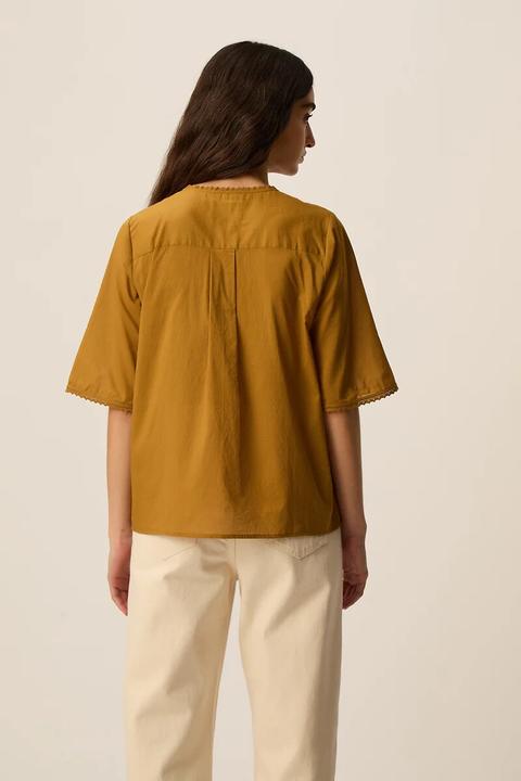 Produktbild Des Petits Hauts Kurzärmelige Bluse mit Spitzendetails (S)