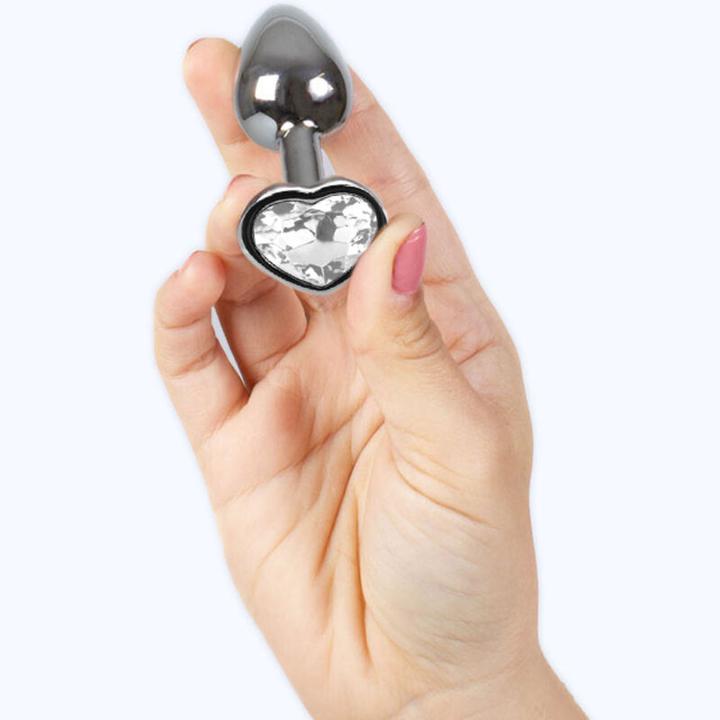 Productafbeelding Secret play Metalen Buttplug Helder Kristal Hart Klein Maat 7 cm